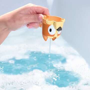 TOMY Toomies Bluey Bath Toys - Bluey's Family Pourers - Water Pouring Bluey Figures Including Chilli, Bandit, Bingo, and Bluey - Nesting and Stacking Cups for Bath Time - Ages 18 Months and Up