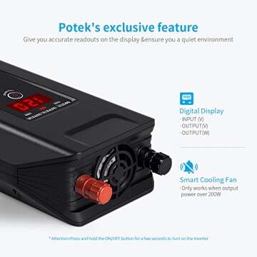 Potek 500w power inverter DC 12V to AC 110V Car Adapter with 2 5V/2A usb charging output