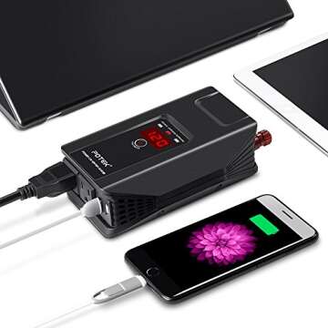 Potek 500w power inverter DC 12V to AC 110V Car Adapter with 2 5V/2A usb charging output