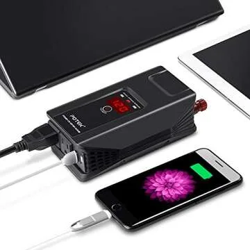 Potek 500w power inverter DC 12V to AC 110V Car Adapter with 2 5V/2A usb charging output