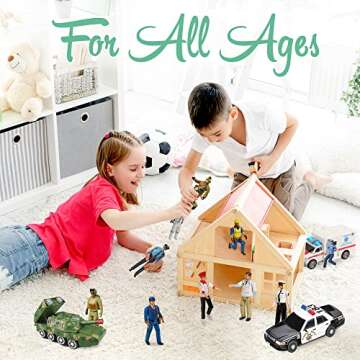 Beverly Hills Doll Collection Sweet Li’l Family Dollhouse Figures - Firefighter, Police Officer, D...