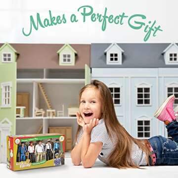 Beverly Hills Doll Collection Sweet Li’l Family Dollhouse Figures - Firefighter, Police Officer, Doctor and More, Set of 10 Action Figure People Doll House Set, Pretend Play for Kids and Toddlers