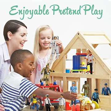 Beverly Hills Doll Collection Sweet Li’l Family Dollhouse Figures - Firefighter, Police Officer, Doctor and More, Set of 10 Action Figure People Doll House Set, Pretend Play for Kids and Toddlers