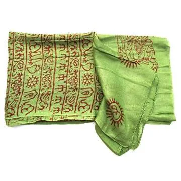 OMA Large Om Scarf Wrap Hand Block Printed Shawl For Yoga Meditation BRAND (Green)