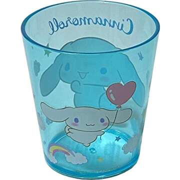 Sanrio Cinnamoroll Plastic Cups 7.8 × 8.5 × 7.8 cm 260ml Dinnerware Drinkware Saucers Kitchen (Blu...
