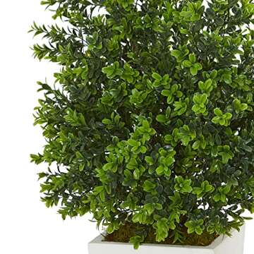 Nearly Natural 6383 Artificial Plant in White Sweet Grass in Tower Planter (Indoor/Outdoor), Green,17"Dx17"Wx33"H