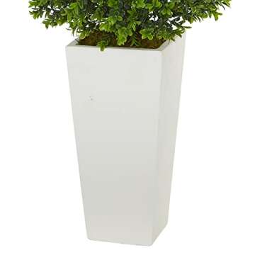 Nearly Natural 6383 Artificial Plant in White Sweet Grass in Tower Planter (Indoor/Outdoor), Green,17"Dx17"Wx33"H