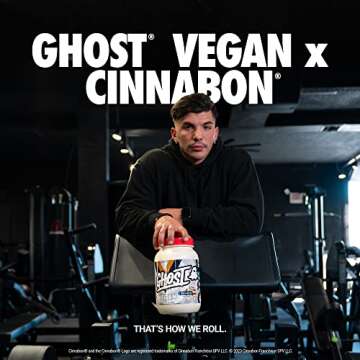 GHOST Vegan Protein Powder, Cinnabon - 2lb, 20g of Protein - Plant-Based Pea & Organic Pumpkin Prote...