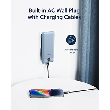 VEGER 10000mAh Portable Charger with Built-in Cables for Travel