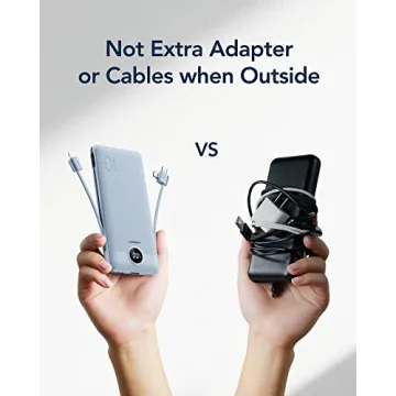 VEGER 10000mAh Portable Charger with Built-in Cables for Travel