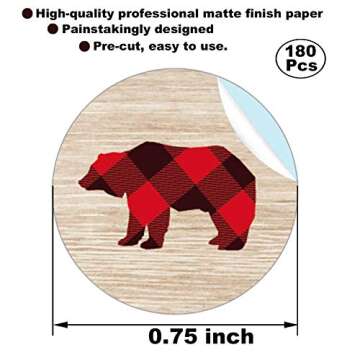 Lumberjack Birthday Party Baby Shower Stickers - Plaid Labels Favors Decorations, Baby Shower or Bir...