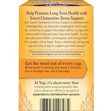 Yogi Tea Sweet Clementine Stress Support Tea - 16 Tea Bags per Pack (4 Packs) - Stress Support Herba...
