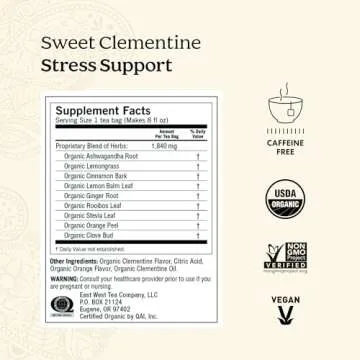 Yogi Tea Sweet Clementine Stress Support Tea - 16 Tea Bags per Pack (4 Packs) - Stress Support Herbal Tea - Calming Adaptogen Tea - Includes Ashwagandha Root, Lemongrass, Cinnamon Bark & More