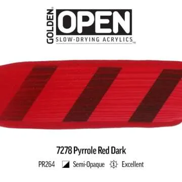 OPEN Slow-Drying Acrylics by GOLDEN, Pyrrole Red Dark, 2 fl oz. tube, Professional Acrylic Paint, Semi-Opaque