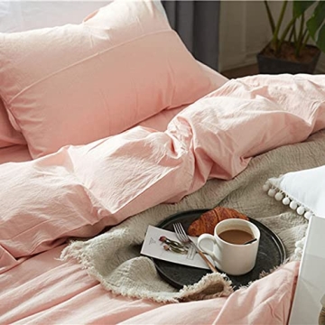 Vibrant Peachy Pink Duvet Cover Queen - Stylish Bedding Set