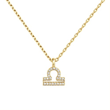 PAVOI 14K Yellow Gold Plated CZ Astrology Necklace | Perfect Libra Gift for Her