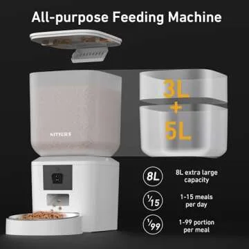 Automatic Dog & Cat Feeder with Camera & WiFi – 8L/34 Cups, 1080P Night Vision, 2.4 & 5G WiFi, 2-W...