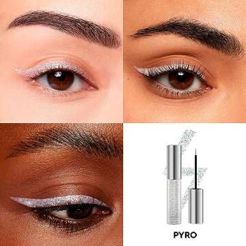 URBAN DECAY Moondust Liquid Glitter Eyeliner (Pyro - Iridescent Silver Glitter), Sparkly Eye Liner, ...