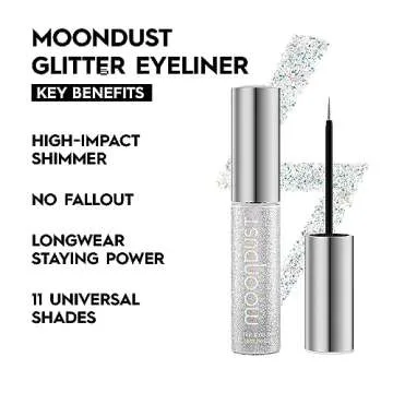 URBAN DECAY Moondust Liquid Glitter Eyeliner (Pyro - Iridescent Silver Glitter), Sparkly Eye Liner, Glitter Eyeshadow Topper, Universal Shimmering Shades, No Fallout - 0.25 fl oz