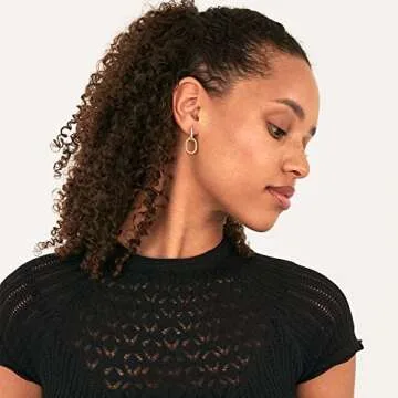 PAVOI Rhodium Plated Convertible Twisted Rope and Plain Paperclip Link Earrings for Women - Braided Drop Dangle Huggie Hoop Earrings