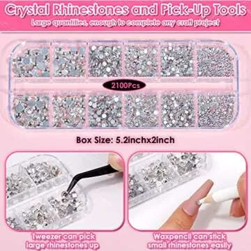Audab Craft Kit with Glass Rhinestones and Glue for DIY
