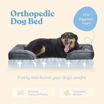 Orthopedic Sofa Dog Bed - Ultra Comfortable Dog Beds for Large Dogs - Breathable & Waterproof Pet Bed- Egg Foam Sofa Bed with Extra Head and Neck Support - Removable Washable Cover & Nonslip Bottom.