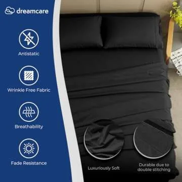 DREAMCARE Twin XL Sheet Set - Cooling Bed Sheets - 4pc Set - up to 15" Deep Pocket - Soft & Long Las...