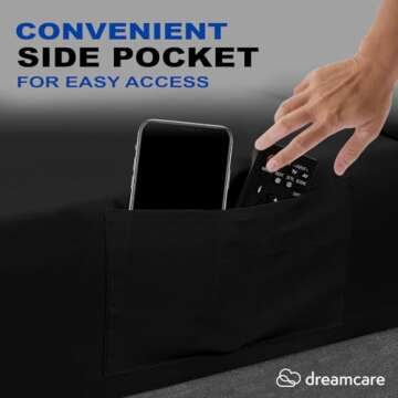 DREAMCARE Twin XL Sheet Set - Cooling Bed Sheets - 4pc Set - up to 15" Deep Pocket - Soft & Long Lasting 100% Fine Brushed Polyester with Side Pocket - Black