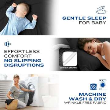 DREAMCARE Twin XL Sheet Set - Cooling Bed Sheets - 4pc Set - up to 15" Deep Pocket - Soft & Long Lasting 100% Fine Brushed Polyester with Side Pocket - Black