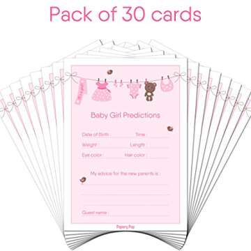 30 Baby Shower Prediction and Advice Cards for The Baby Girl (30 Pack) - Baby Shower Games Decoratio...