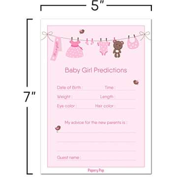 30 Baby Shower Prediction and Advice Cards for The Baby Girl (30 Pack) - Baby Shower Games Decorations Activities Supplies Invitations