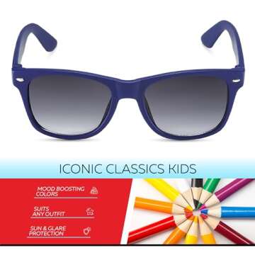 Retro Rewind Kids Sunglasses for Boys Girls Age 3-12 - Shatterproof Rubberized Frame UV400 Toddler C...