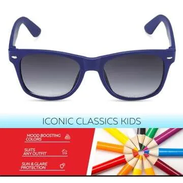 Retro Rewind Kids Sunglasses for Boys Girls Age 3-12 - Shatterproof Rubberized Frame UV400 Toddler C...