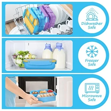 QQKO Bento Lunch Boxes with 4 Compartments - Blue