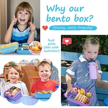 QQKO Bento Lunch Boxes with 4 Compartments - Blue