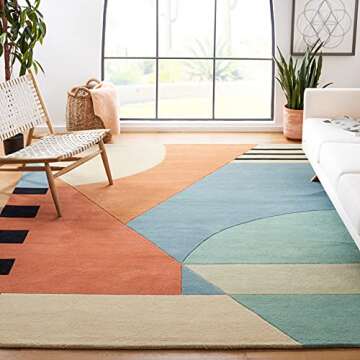 SAFAVIEH Rodeo Drive Collection Area Rug - 7'6" x 9'6", Gold, Handmade Mid-Century Modern Abstract W...