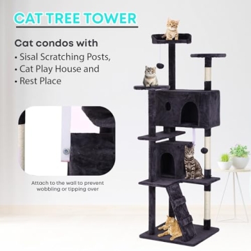 FDW 70in Cat Tree: Cozy Multi-Level Tower for Cats