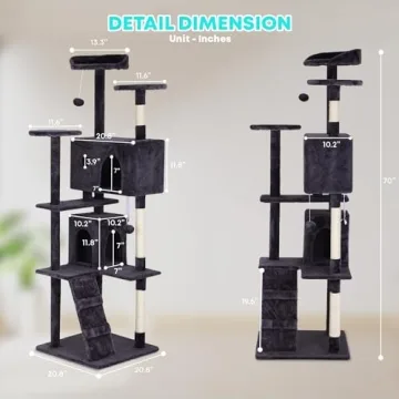 FDW 70in Cat Tree: Cozy Multi-Level Tower for Cats