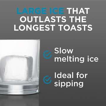 Bartesian Clear Ice Maker Mold - Compact Cube Icemaker Tray for Cocktail and Whiskey Glasses - Professional Home Bar Mixology Large Craft Slow Melting Ice Molds for Chilled Cocktails