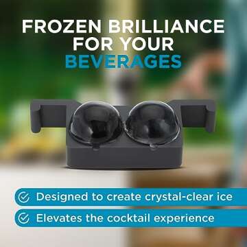 Bartesian Clear Ice Maker Mold - Compact Cube Icemaker Tray for Cocktail and Whiskey Glasses - Professional Home Bar Mixology Large Craft Slow Melting Ice Molds for Chilled Cocktails