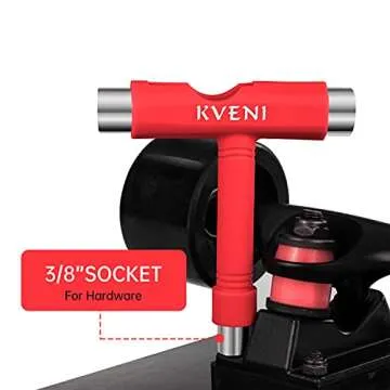 Skate Tool All-in-One, Multi-Function Portable Skateboard T Tools Accessory - with T-Type Allen Key and L-Type Phillips Head Wrench Screwdriver (Red)