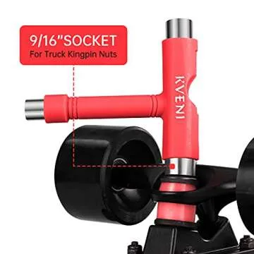 Skate Tool All-in-One, Multi-Function Portable Skateboard T Tools Accessory - with T-Type Allen Key and L-Type Phillips Head Wrench Screwdriver (Red)