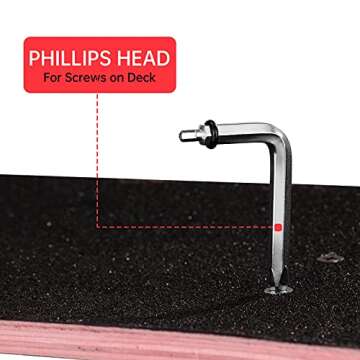 Skate Tool All-in-One, Multi-Function Portable Skateboard T Tools Accessory - with T-Type Allen Key and L-Type Phillips Head Wrench Screwdriver (Red)