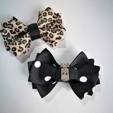 Douqu Leopard Polka Dot Satin Bow Shoe Clips for Women