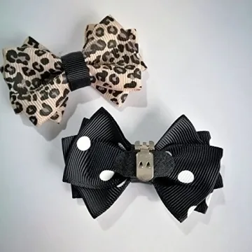 Douqu Leopard Polka Dot Satin Bow Shoe Clips for Women