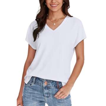 WIHOLL Women's Summer V Neck T Shirts - Trendy Casual Tops for All Occasions