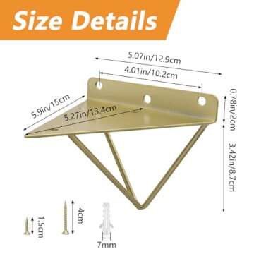 Morobor Hairpin Triangle Shelf Brackets,2pcs Shelf Brackets Metal Hairpin Brackets, Shelves Heavy Du...