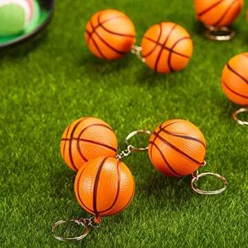 Blulu 20 Pack Orange Basketball Keychains for Party Favors, School Carnival Reward, Party Bag Gift Fillers (Basketball Keychains, 20 Pack)