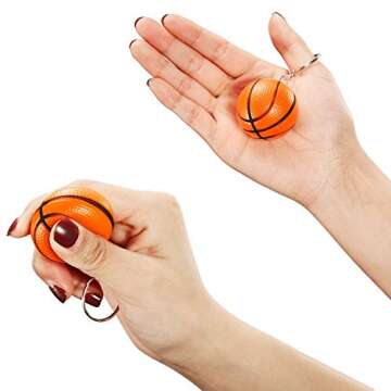 Blulu 20 Pack Orange Basketball Keychains for Party Favors, School Carnival Reward, Party Bag Gift Fillers (Basketball Keychains, 20 Pack)