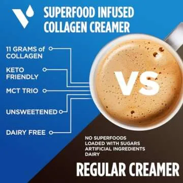 VitaCup Keto + Collagen Coffee Creamer Vanilla Flavor with MCT, Collagen Protein, Coconut Water, L-Theanine for Keto Diet, Use in Coffee, Smoothies, & Shakes, Dairy-Free, Gluten-Free, Soy-Free, 10oz